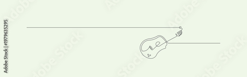 Guitar a single continuous line drawing shows hands shaking after a music deal