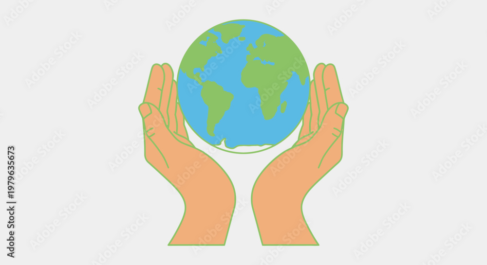 Fototapeta premium Hands holding the Earth planet in protective gesture.