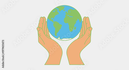 Hands holding the Earth planet in protective gesture.
