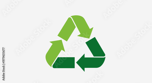Green recycling symbol icon on a plain background for environmental conservation.