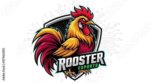 Rooster Esports Logo - Fierce Chicken Mascot for Gaming Teams & Brands