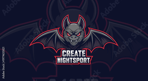 Evil Bat Mascot Logo, Gaming Esports Emblem, Dark Creature Design
