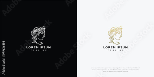 Elegant Line Art Logo Featuring A Classic Woman's Profile
