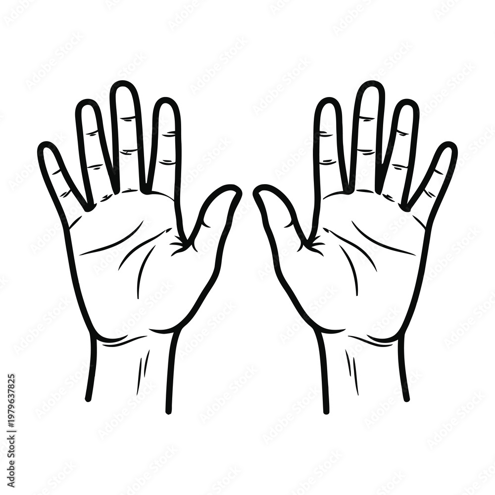 Obraz premium Hands palm up showing five fingers each