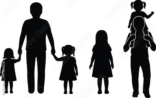 Father and Daughter Silhouettes Set for Fathers Day Celebration Designs