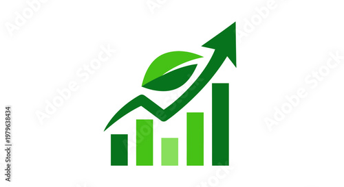 Green growth chart with leaf icon symbolizing eco-friendly business development