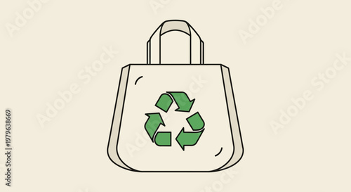 Eco-friendly tote bag with recycling symbol illustration