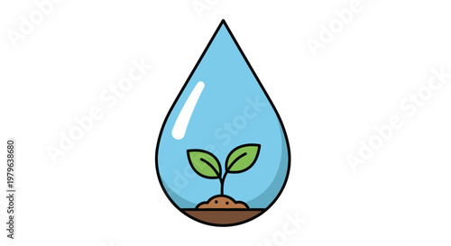 Water Drop Growing Plant Seedling Symbolizing Growth, Life, and Sustainability