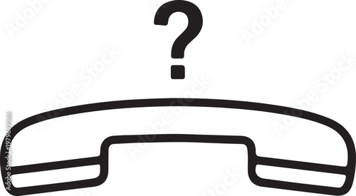 Minimalist outline icon of a telephone handset with a question mark symbol for customer support