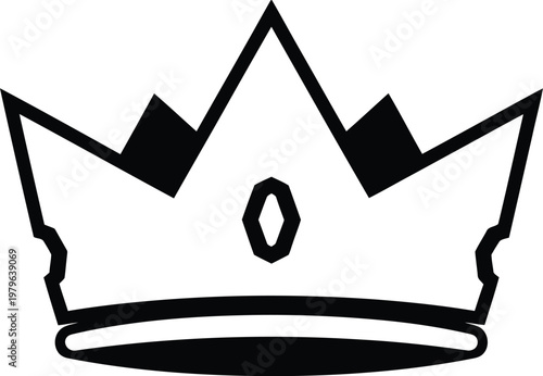 Classic black and white illustration of a regal crown with three pointed arches