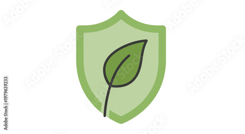 Green Shield with Leaf Icon: Nature Protection and Eco-Friendly Concept