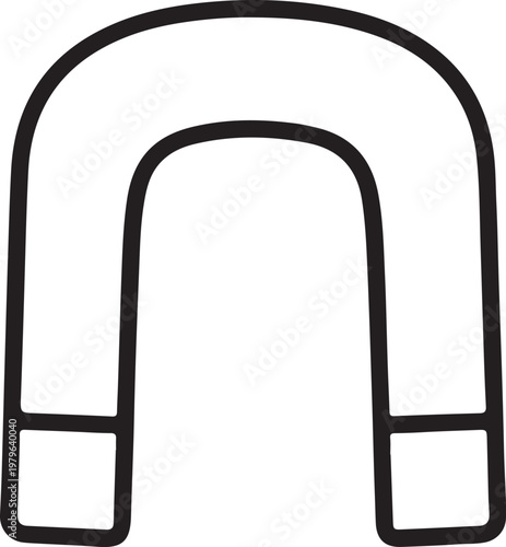 Bold outline icon of a horseshoe magnet for physics experiments and scientific education concepts