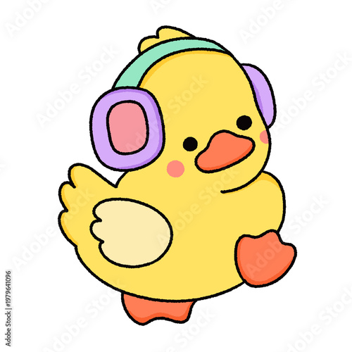 Cute Yellow Duck Kawaii Clipart Set – Hand Drawn Cartoon Duck with Flowers and Accessories