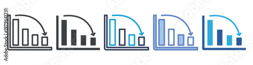 Decline icon set multiple style collection