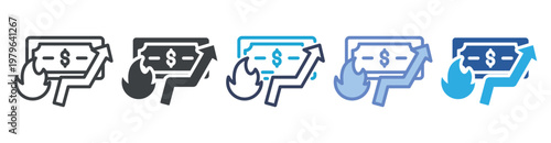 Inflation icon set multiple style collection