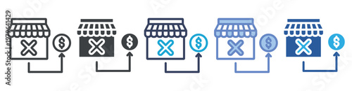 Liquidation icon set multiple style collection