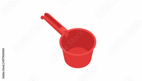 A simple red plastic water dipper with a handle, perfect for scooping liquids or dry goods in a clean and practical manner