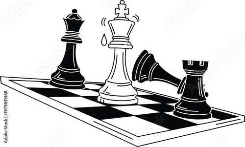 Chess game showing a complex middle-game position with black pieces in control