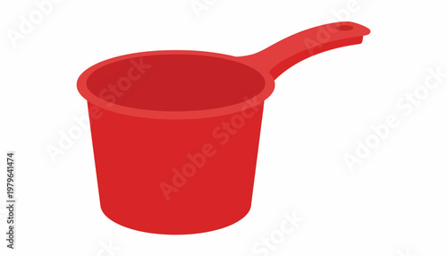 Essential bright red plastic dipper with a handle, perfect for everyday household tasks, bathing, and convenient water transfer in various domestic settings
