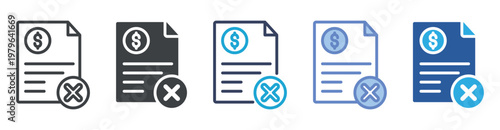 Unpaid Bills icon set multiple style collection