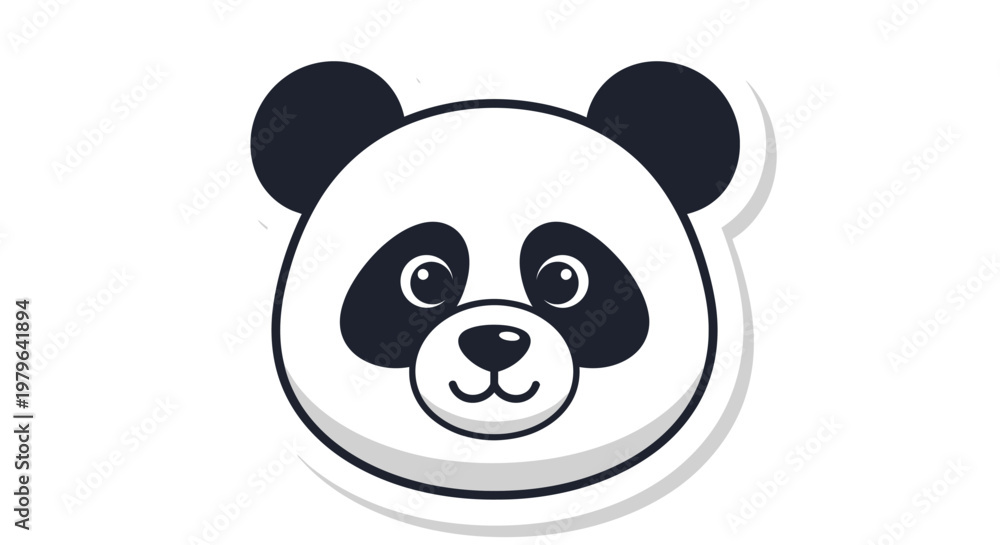 Fototapeta premium Cute Panda Face Icon Sticker, Cartoon Animal Illustration