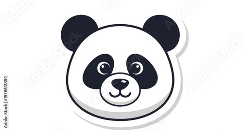 Cute Panda Face Icon Sticker, Cartoon Animal Illustration