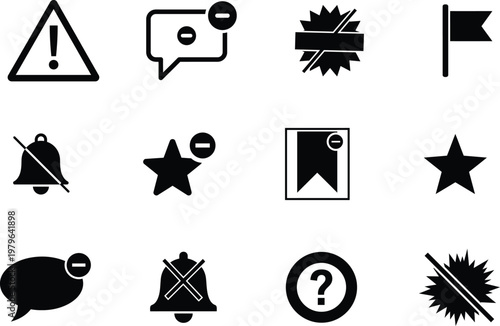 black and white icons of various symbols and signs