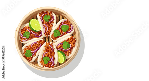 Delicious dim sum dish with chicken and vegetables