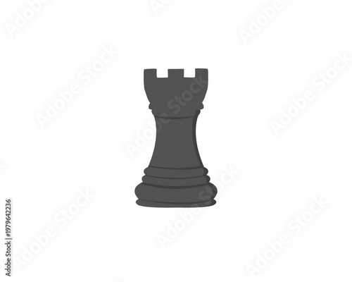 Black rook chess icon isolated on white background
