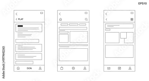 Mobile App UI Design Wireframes, User Interface Screen Layouts