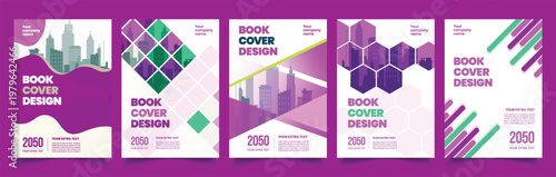 Set of Book Cover Design, Brochure Cover, Annual Report, Magazine Cover, corporate business flyer poster design pack, A4 print modern editable layout bundle with copy space collections
