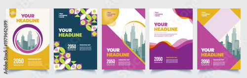 Set of Book Cover Design Brochure Cover Annual Report Magazine Cover corporate business flyer poster design pack A4 print Poster or Flyer Layout bundle copy space editable template for branding