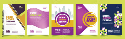 Set of Book Cover Design Brochure Cover Annual Report Magazine Cover corporate business flyer poster design pack A4 print Poster or Flyer Layout bundle copy space template for corporate branding