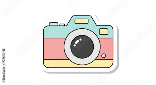 Cute Cartoon Camera Sticker, Retro Photography Icon, Pastel Colors