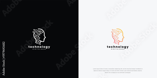 Modern Tech Head Logo Design