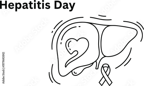 Awareness illustration for world hepatitis day highlighting liver health and prevention.
