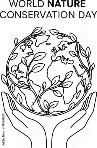 Celebrating world nature conservation day with a stylized tree symbol