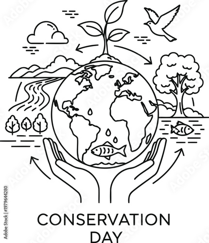 Vintage botanical illustration with conservation theme