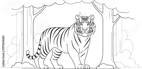 A tiger cub resting peacefully behind wooden bars in its enclosure.