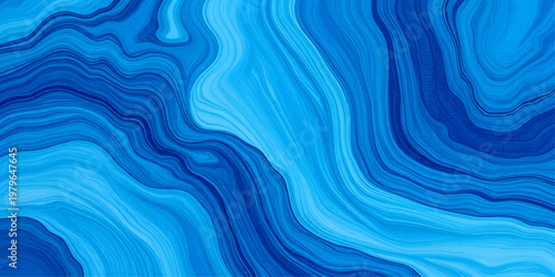 A soft digital wallpaper featuring abstract blue waves with a flowing liquid texture and wavy lines that create a motion design backdrop of light and silk