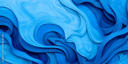 A soft flowing blue abstract background features wavy silk textures and liquid motion swirls in an artistic light design