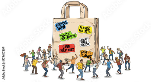 People carrying eco friendly reusable bag shopping together