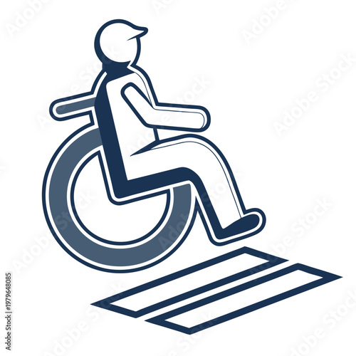Accessibility Symbol Depicting Person in Wheelchair Crossing Accessible Path.