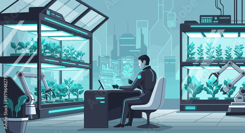 Futuristic controlled environment agriculture a scene showcasing innovations in modern farming