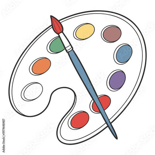 Art Palette with Brush Colorful Painting Supplies for Creative Expression.