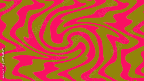 Abstract optical illusion background with pink olive green swirling spiral vortex lines, hypnotic dynamic motion, and vibrant geometric decorative layout