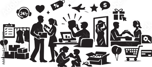 vector illustration of  managing online shopping