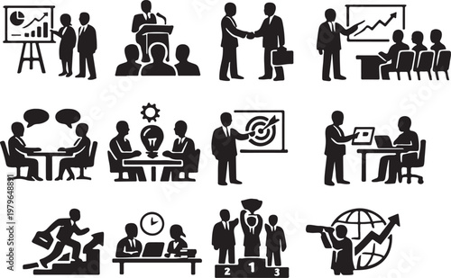 business people icon set