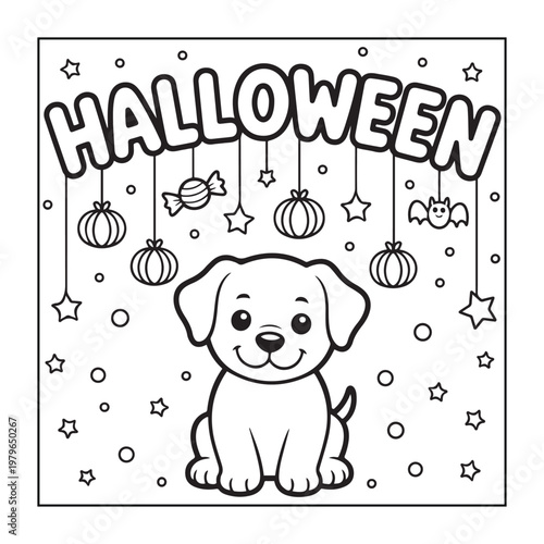 Halloween spooky coloring pages for teens and adults. line art illustration.