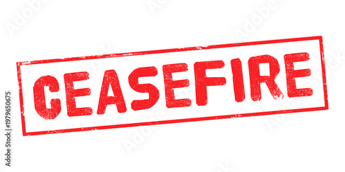 Red Ceasefire Rubber Stamp Grunge Style Vector on Transparent Background